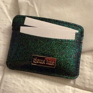 NWT: Deux Lux Emerald and Black Glitter Card Holder